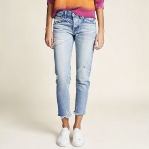 MOUSSY Vintage Keller Tapered Distressed Jeans Light Wash Size 28